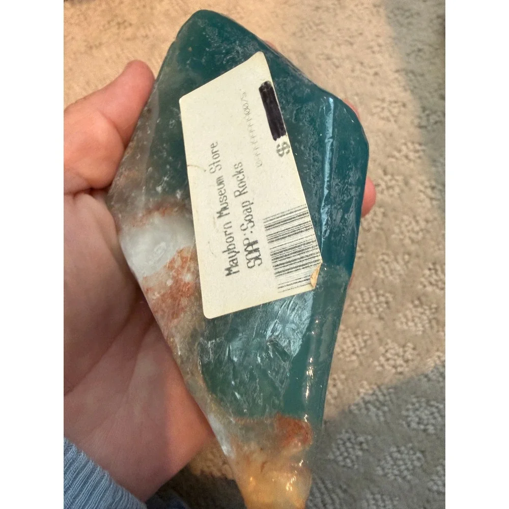 SoapRocks Aquamarine Gemstone Soap T.S. Pink Teal Crystal Rock 6oz New Sealed